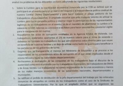 #ANF La COD de Chuquisaca repudió «la política represiva desatada por el Gobierno en…