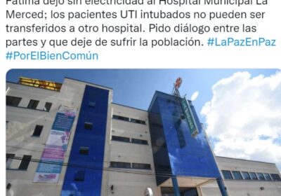 El alcalde @ivanariasduran confirma que el hospital La Merced se quedó sin energía…