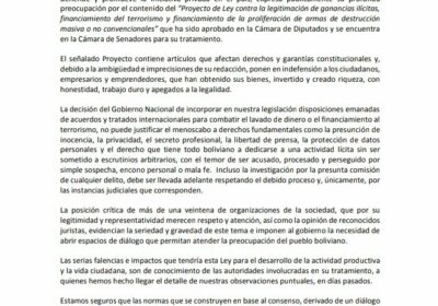 La @CEPB_Bolivia pide la suspensión del tratamiento del Proyecto de Ley contra la…