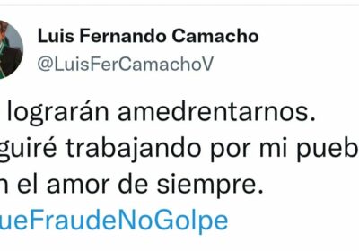 Camacho afirma que seguirá trabajando con el amor de siempre, «no lograrán amedr