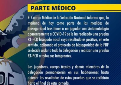 #Ultimo El cuerpo médico de la Verde informa que un jugador de la selección…