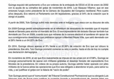 MAS denuncia que Tuto inició «campaña de insultos» contra Evo porque está «temer