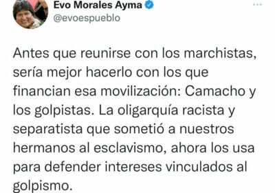 Evo dice que antes de reunirse con los marchitas sería mejor hacerlo con los que