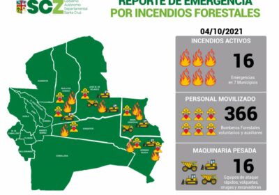 La @GobSantaCruz reporta 16 incendios forestales activos en 7 municipios de #SantaCruz: San…