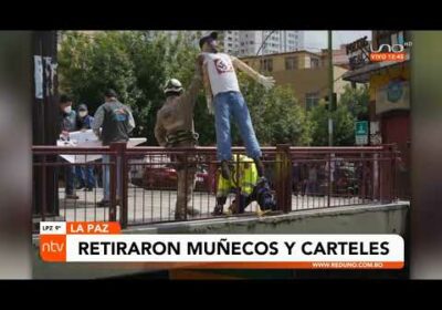 Cuelgan muñecos y carteles con mensajes de amenaza contra Camacho en la ciudad de La Paz