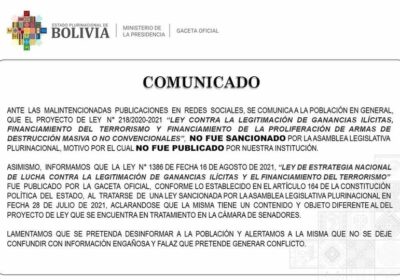 Gaceta Oficial aclara que ley de ganancias ilícitas aún no fue sancionada