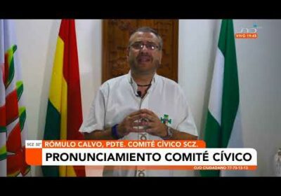 Presidente del Comité Cívico, Rómulo Calvo se pronuncia por ley legitimación de ganancias ilícitas