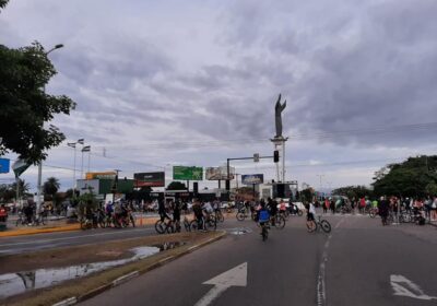 #SantaCruz Así luce el Cristo Redentor a esta hora del día