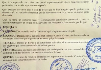 Arce agradece el apoyo de Yacuiba y su repudio a la desestabilización del país