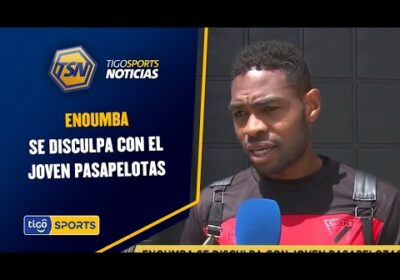 Enoumba se disculpa con el joven pasapelotas. Tuvo un altercado en la derrota ante Real Potosí