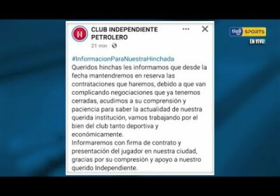 Esto fue lo que publicó Independiente mostrando un poco más de cautela para presentar su fichaje.