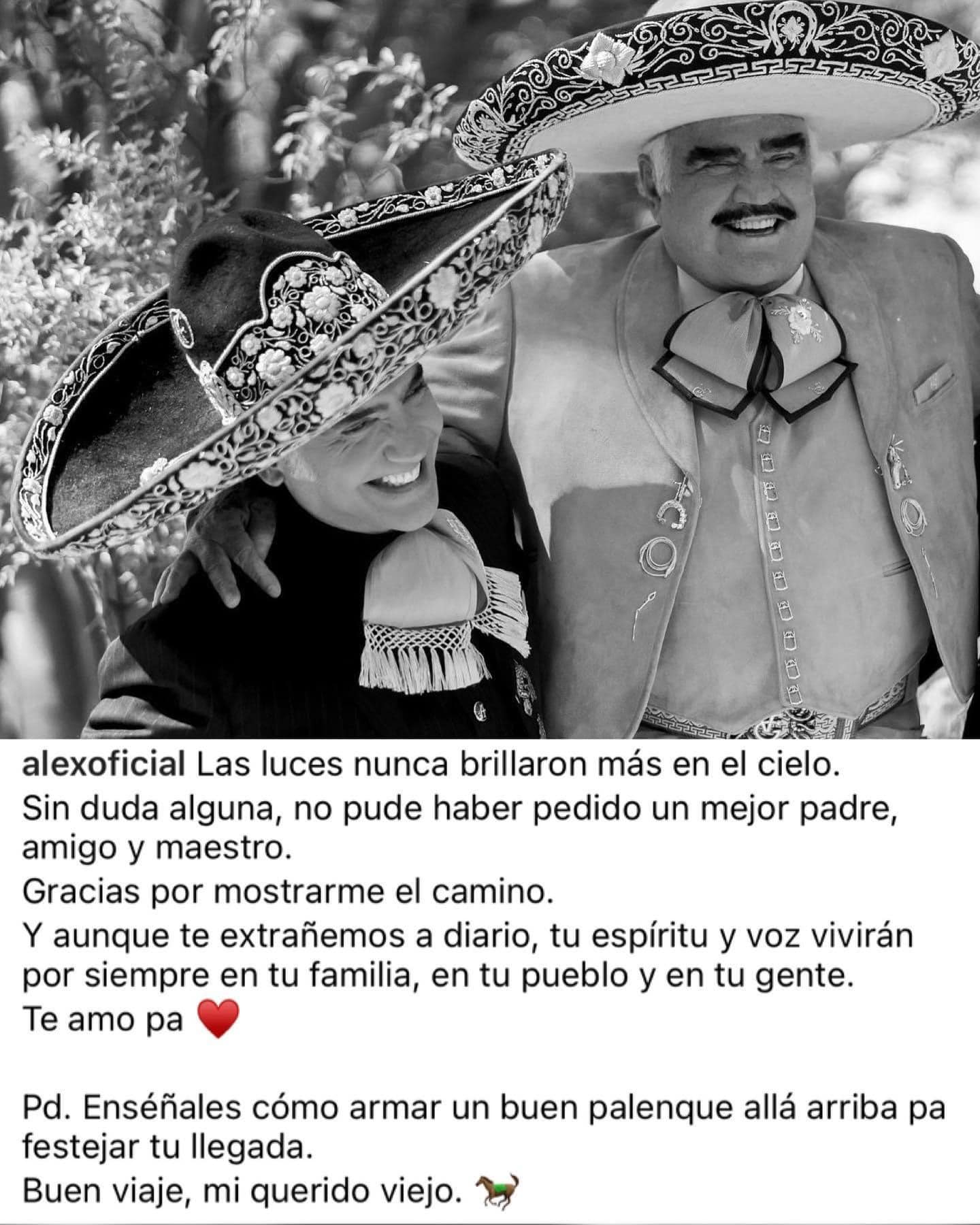 Alejandro Fernández se despide de su padre, Vicente Fernández, con este  emotivo mensaje en redes sociales! – 