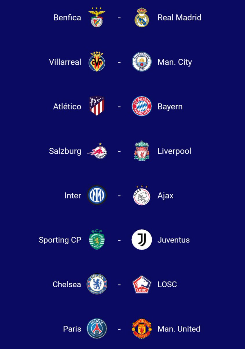 Estos son los cruces para los octavos de final de la #ChampionsLeague ...