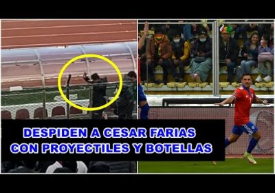 HINCHAS EXPULSAN A CESAR FARIAS A PALOS Y BOTELLAS | PRENSA BOLIVIANA FURIOSO CON ARBITRO VENEZOLANO