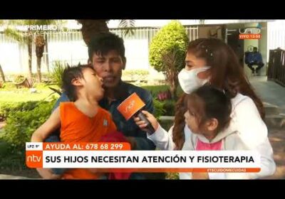 Abandonado con sus dos hijos menores que necesitan atención y fisioterapia