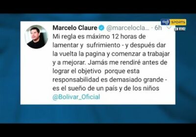 El lamento de ser eliminados debe durar solo 12 horas, según Claure.