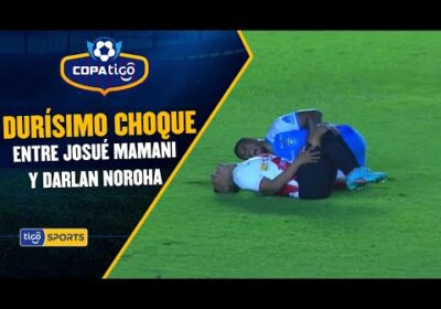 Durísimo choque entre Josué Mamani y Darlan Noroha, el defensor de Blooming fue el más afectado