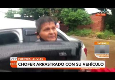 Chofer arrastrado por su vehículo