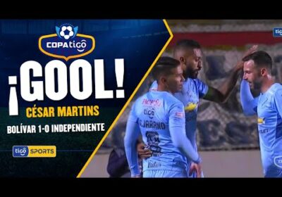 ¡Gol de Bolívar! César Martins de cabeza abre el marcador a favor de la ‘Academia’.