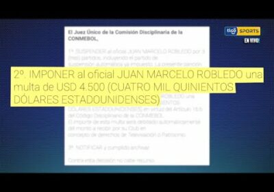 La Conmebol suspende a Marcelo Robledo.