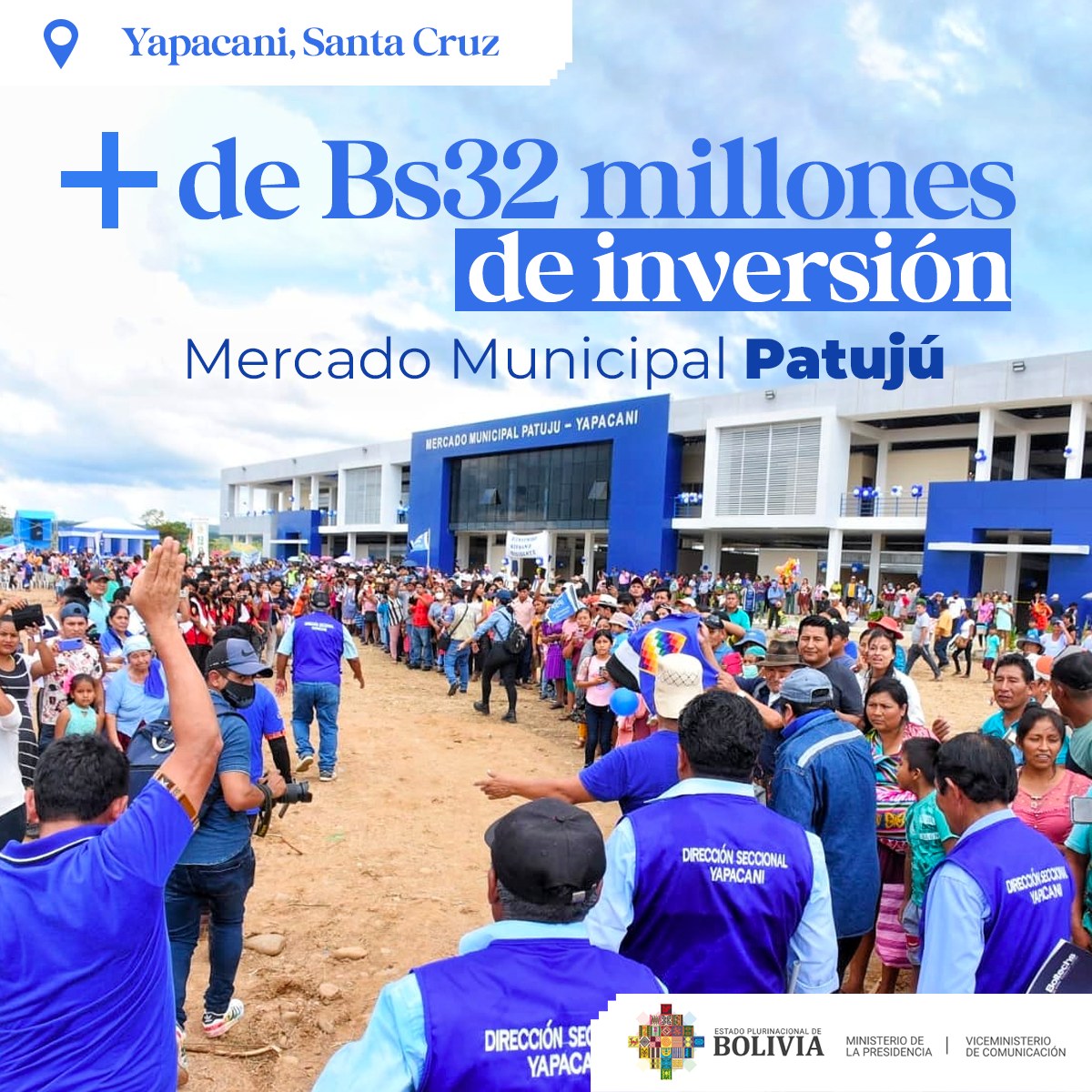 Presidente Arce entrega moderno mercado en Yapacaní con una inversión de Bs 32 millones