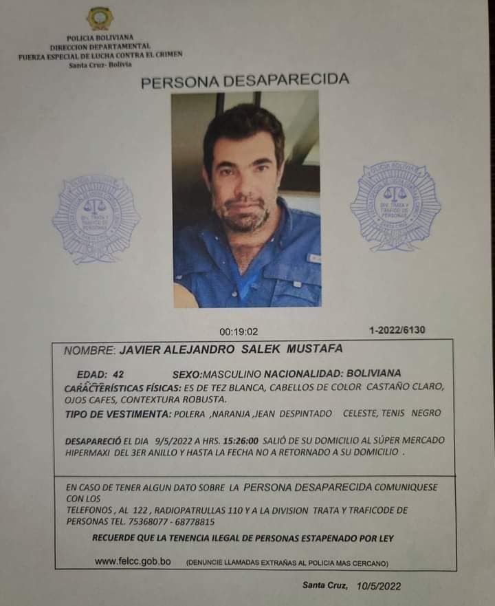 SCZ: Aparece Javier Salek Mustafá, descartan secuestro Julio César Cossío,  director de l… – deRedes.tv