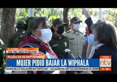 Mujer impide que la Wiphala se ice en la plaza 24 de septiembre