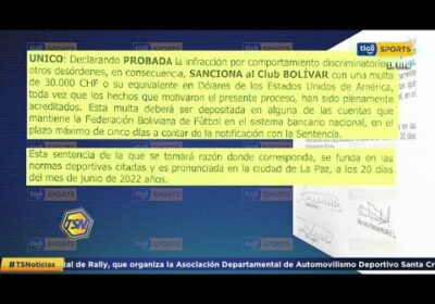 El club Bolívar fue sancionado con 31000 dólares por el caso Serginho.