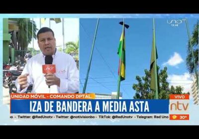 Policía iza banderas a media asta