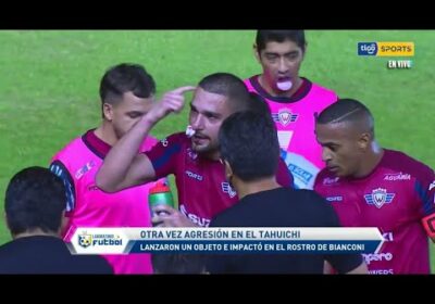 Otra vez agresión en el ‘Tahuichi’. Lanzaron un objeto e impactó en el rostro de Bianconi.