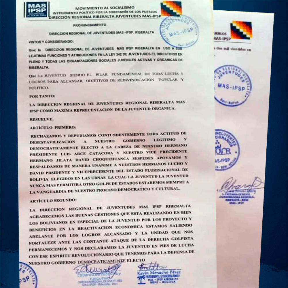 Presidente agradece a Juventudes de Riberalta por su respaldo y compromiso con la democracia