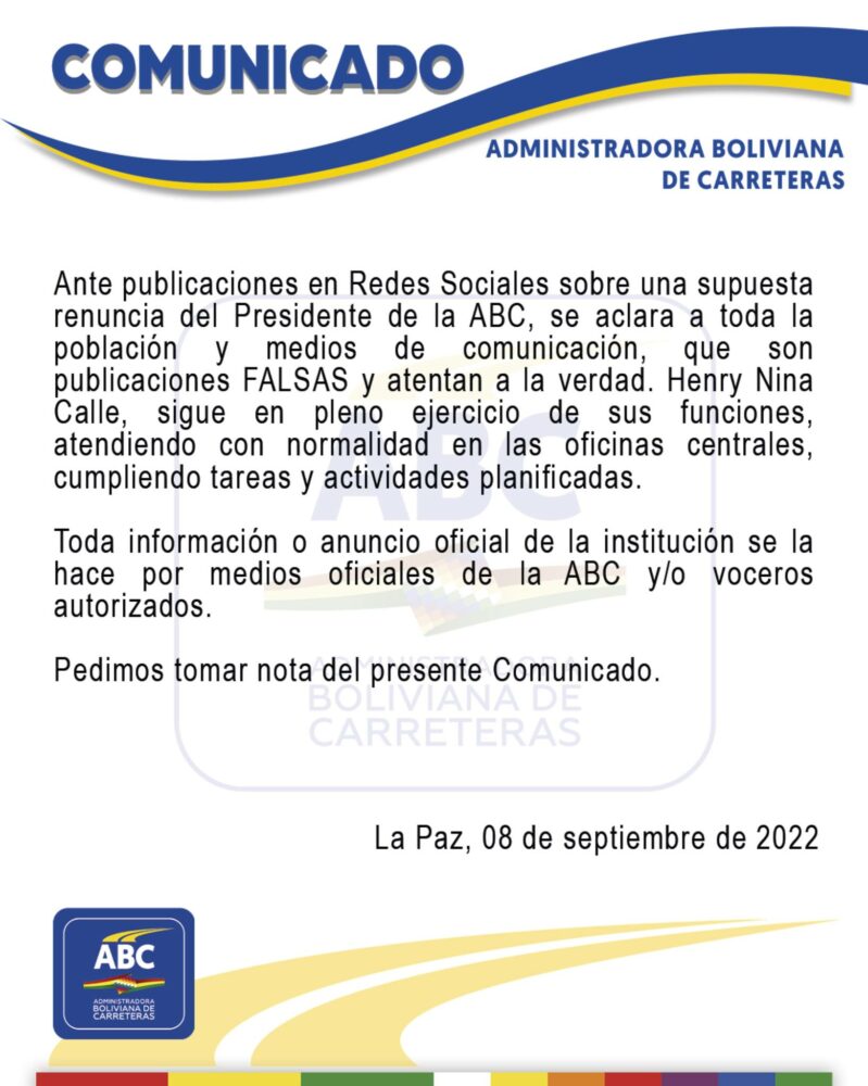 ABC aclara que Nina sigue en pleno ejercicio de sus funciones y cumple tareas con normalidad