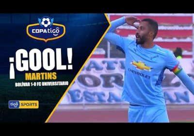 ¡Gol de Bolívar! Centro preciso de ‘Tonino’ para que César Martins ponga la cabeza y anote.