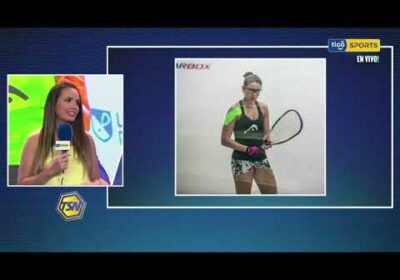 Nos visita María José Vargas, multicampeona de Raquet, al stand de Tigo Sports.