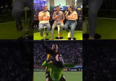 Sergio de MasterChef Bolivia estuvo presente en nuestro stand y participó en la Voz del Hincha