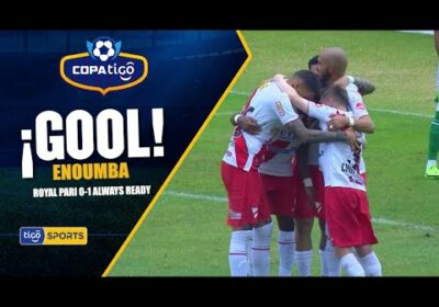¡Gol de Always Ready! Marc Enoumba aprovecha un rebote dentro del área para empujar el balón.