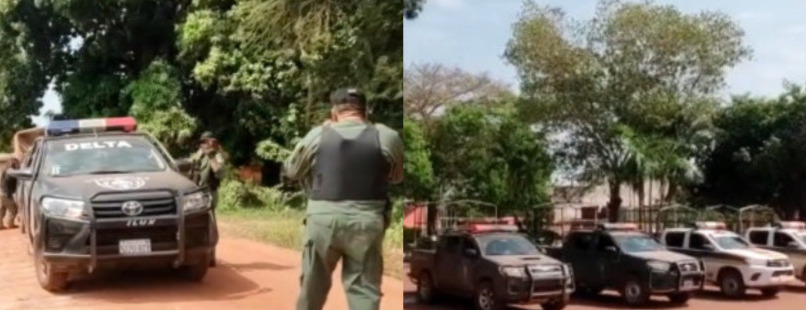 Un grupo de élite de la Policía en agosto pasado en San Matías en búsqueda de sicarios que asesinaron a un ciudadano brasileño. ABI