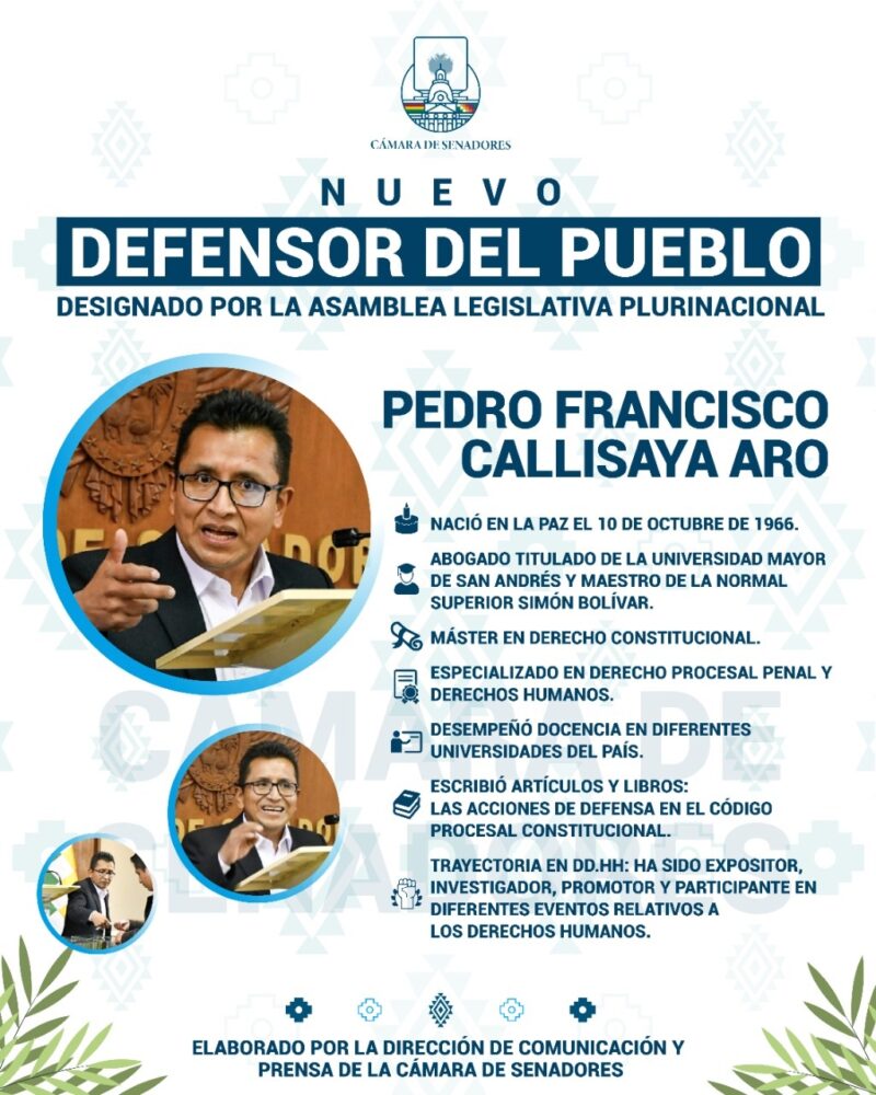 ALP elige a Pedro Calisaya como nuevo Defensor del Pueblo