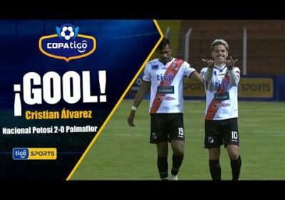 ¡Gol de Nacional Potosí! Cristian Álvarez presiona y define para ampliar la ventaja de su equipo.