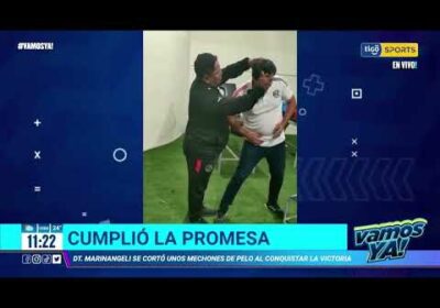 VamosYa ❗️Cumplió la promesa. Marinangeli se cortó unos mechones de pelo al conquistar la victoria.