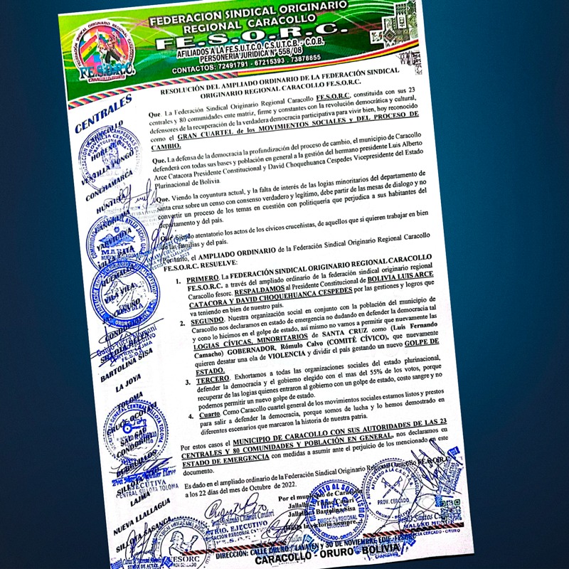 El “Cuartel General de los Movimientos Sociales” expresa apoyo al Ejecutivo