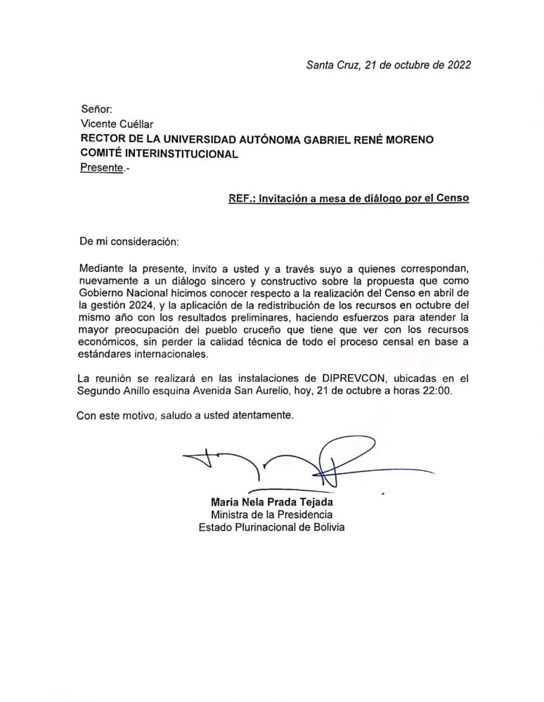 La misiva enviada por el Gobierno nacional al Comité Interinstitucional para retomar el diálogo.