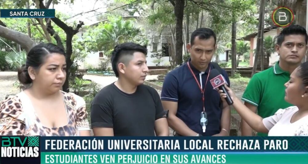 Universitarios de la Gabriel René Moreno rechazan paro y piden al rector buscar el diálogo