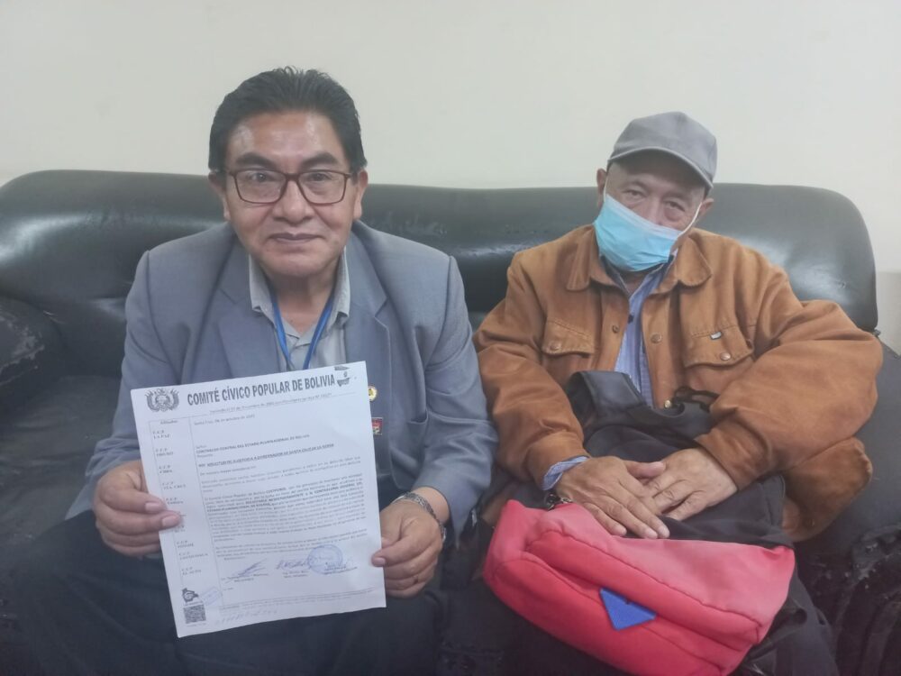 Comité Cívico Popular de Bolivia gestiona en la Contraloría una auditaría a la administración del gobernador Camacho
