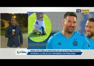 Messi con tobillo hinchado en las últimas prácticas. Entrenó a la par de sus compañeros sin problema