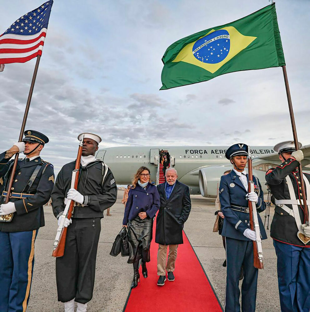 La llegada de Lula y su esposa a Estados Unidos (Presidencia de Brasil)