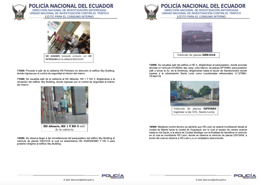 Extracto del informe policial sobre el caso 