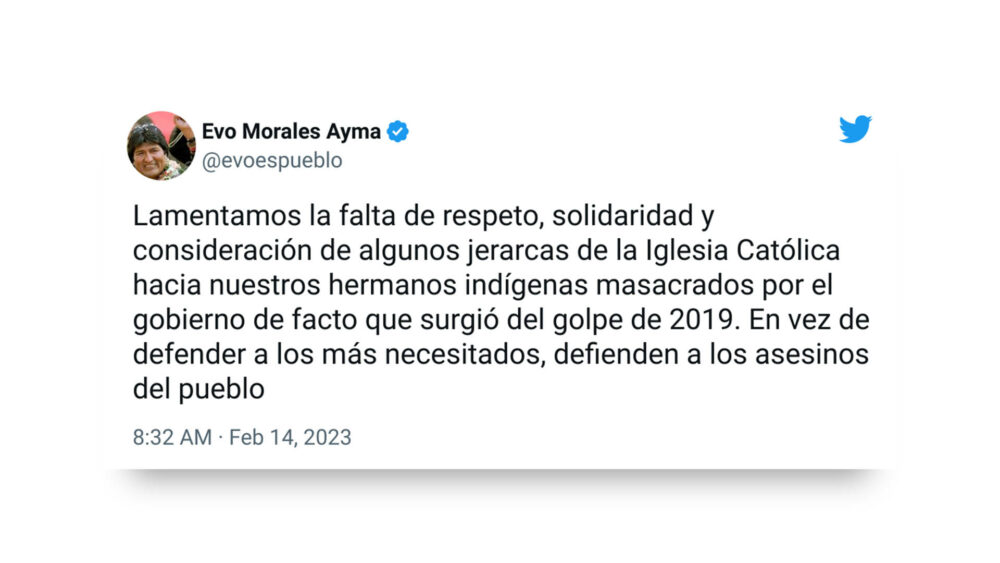 El mensaje de Evo Morales en Twitter