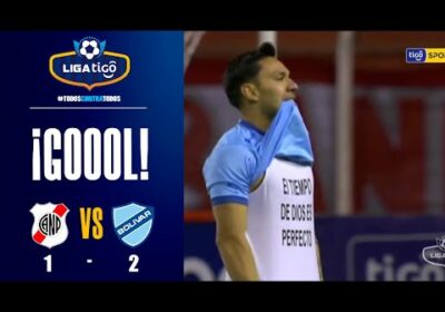 50′ ¡Gol de Bolívar! Carmelo Algarañaz sacó un zurdazo para poner nuevamente en ventaja a Bolívar.