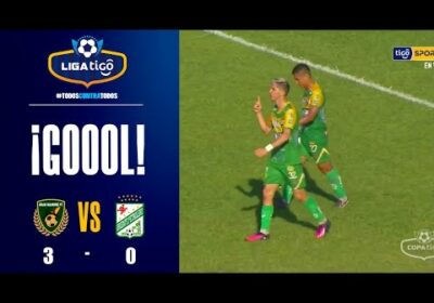 54′ ¡Gol de Gran Mamoré! Miguel Mendoza avanzó por izquierda, definió rasante para anotar el tercero